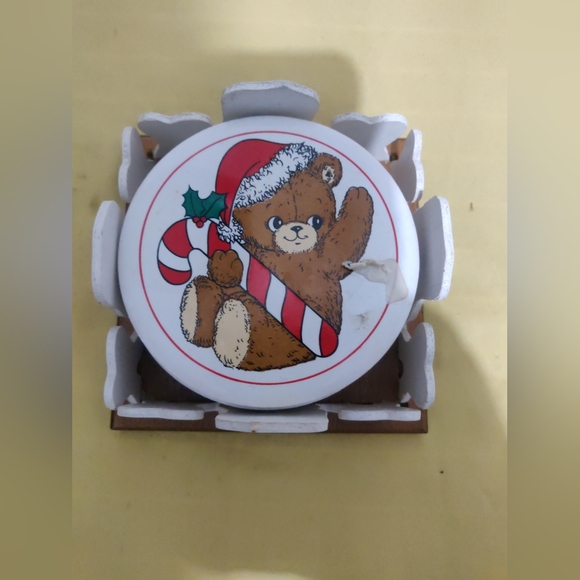 VINTAGE 1988 HOUSE of LLOYD TEDDY BEAR CHRISTMAS COASTER SET - Picture 3 of 5